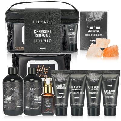 Lily Roy Charcoal Cedarwood Bath Gift Set 10pcs