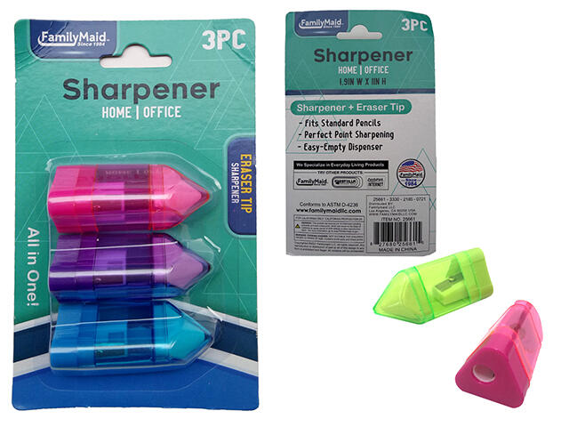 Family Maid Sharpener With Eraser 3pcs
