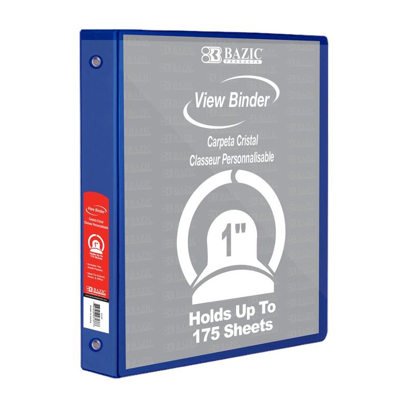 Bazic 1'' Blue 3-Ring View Binder with 2-Pockets 1 ct
