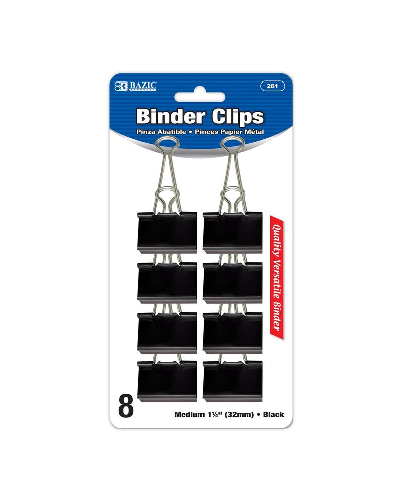 Black Binder Clips 32mm 8 count