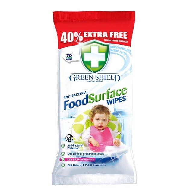 Greenshield Antibacterial Food Surface Wipes 70pk