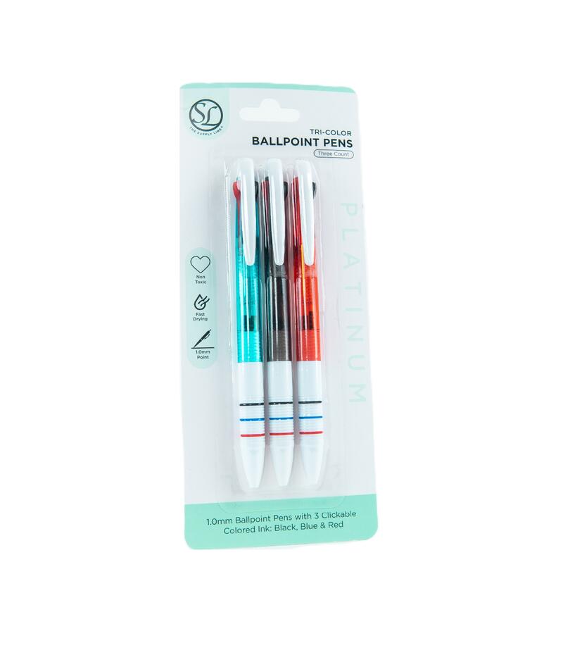 Supply Line Tri-Color Ballpoint Pens Assorted 3 pack
