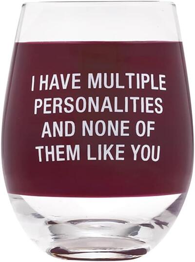 Multiple Personalites Wine Glass