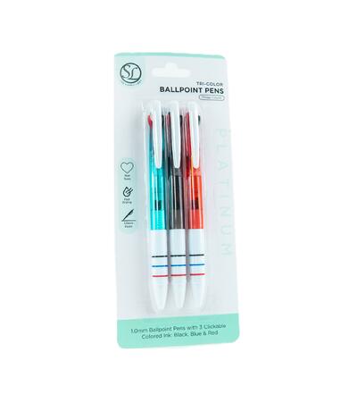 Supply Line Tri-Color Ballpoint Pens Assorted 3 pack