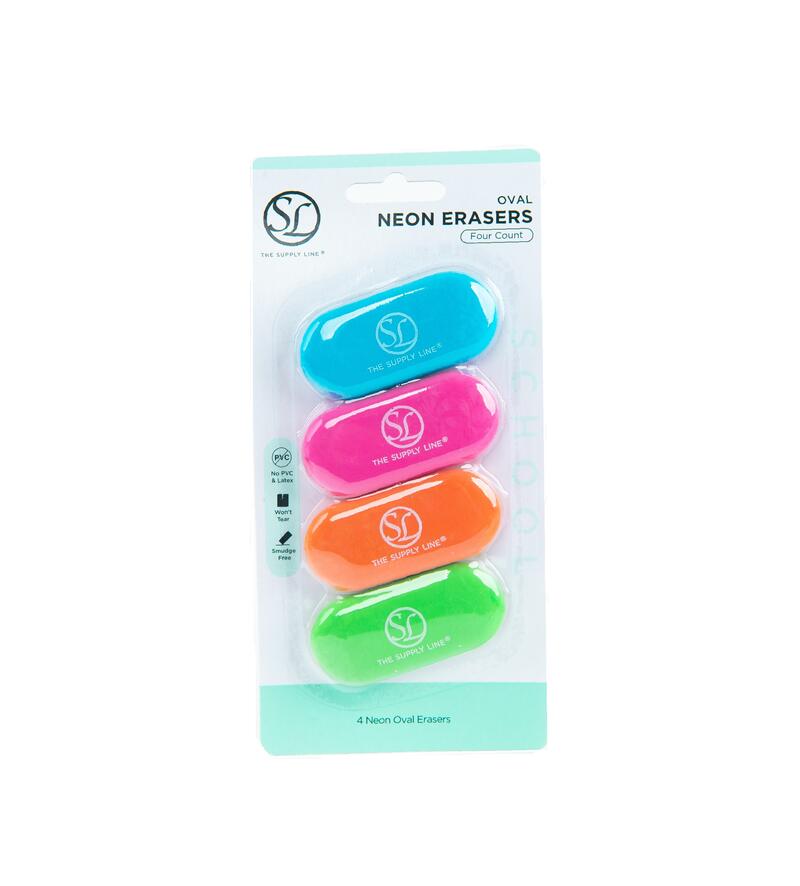 Supply Line Neon Oval Eraser 4 count