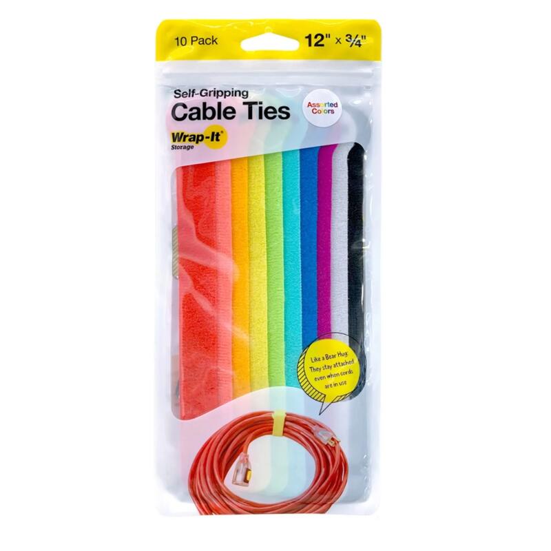 Self Gripping Colorful Cable Ties 10pk 12x0.75
