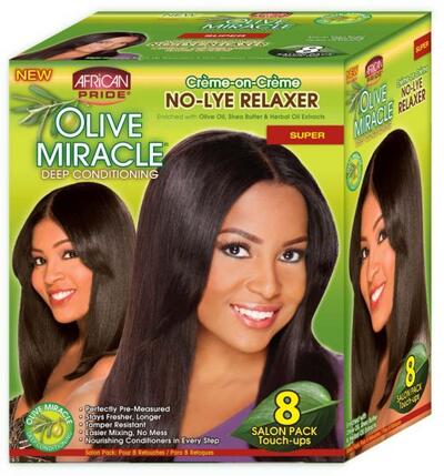 African Pride Olive Miracle No-Lye Relaxer Kit Super 8ct
