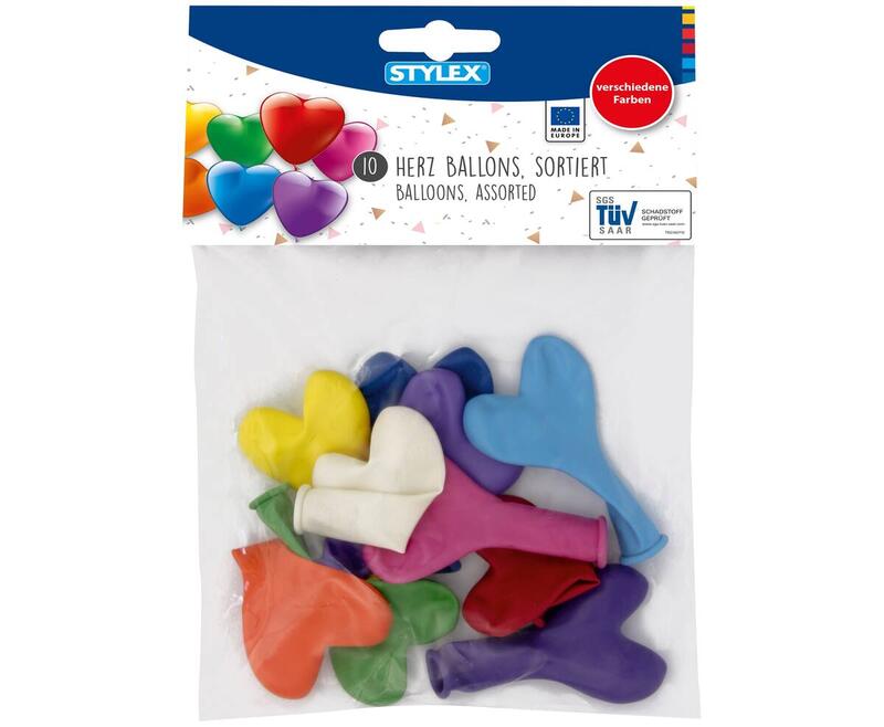 Balloon Heart Red 16cm Assorted 10pc