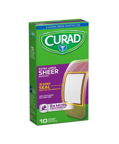 Curad Sheer Bandages XL 10 count