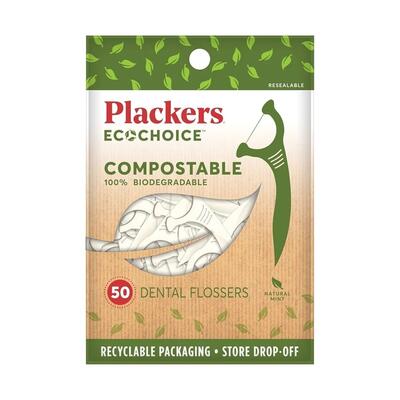 Plackers Eco Choice Dental Flossers Natural Mint 50ct