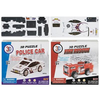 Pop Out 3D Puzzle Emergency Vehicle Assorted