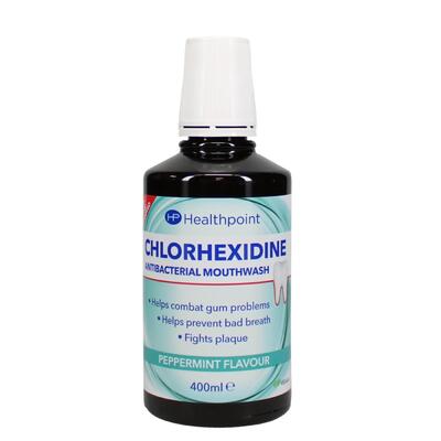Healthpoint Chlorhexidine Antibacterial Mouthwash AF Peppermint 400ml