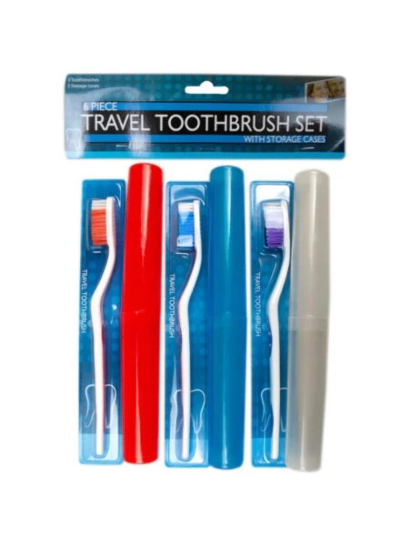 Kole Travel Toothbrush Set With Case 6pcs