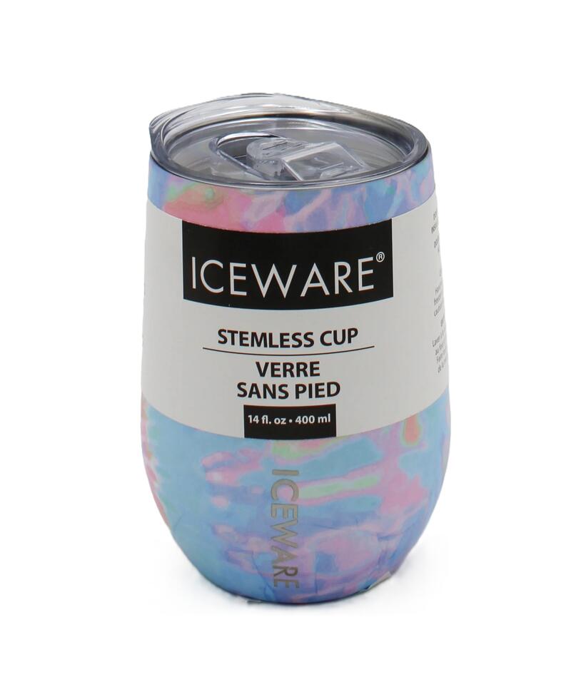 Double Wall Stemless Wine Cup Tye Dye 14oz