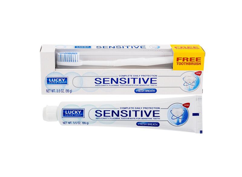 Lucky Super Soft Sensitive Toothpaste With Brush 3.5oz