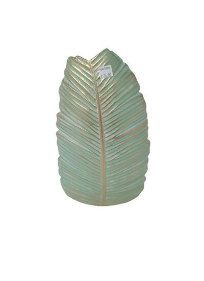 Leaf Vase Green & Gold 1 count