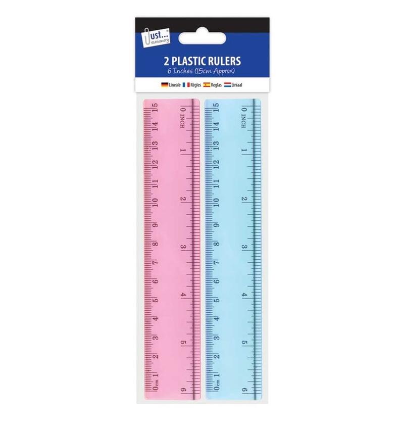 2pc Plastic Rulers Assorted Colours