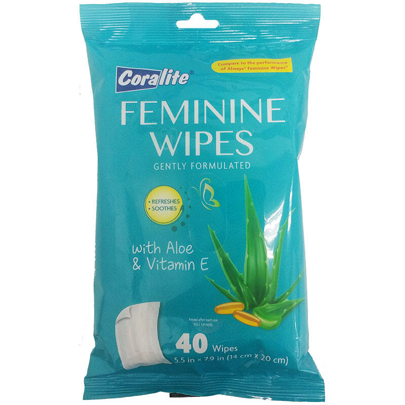 Coralite Feminine Wipes With Aloe Vera & Vitamin E 40 count
