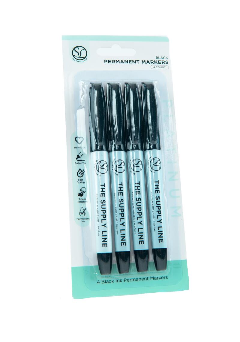 Supply Line Black Permanent Markers 4 count
