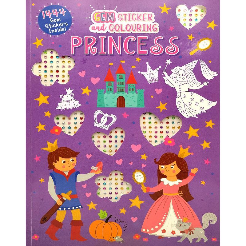 Gem Sticker & Colouring Princess Book