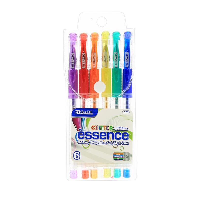 Bazic Glitter Color Gel Pen with Cushion Grip 6ct