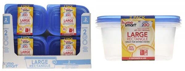 Large Plastic Food Container 2pk