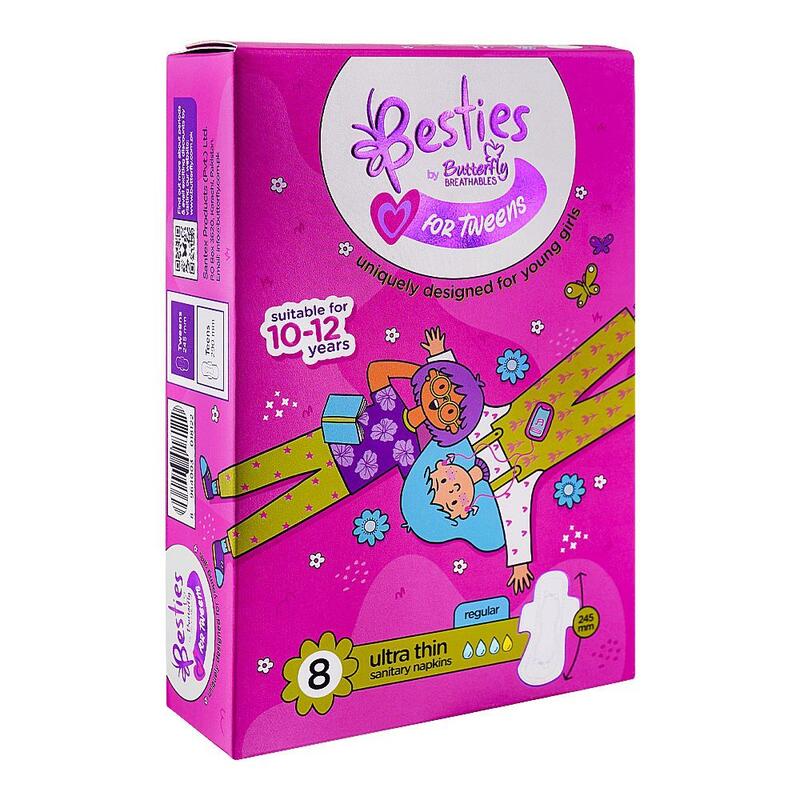 Butterfly Besties Ultra Thin Sanitary Napkins Age 10-12 8ct