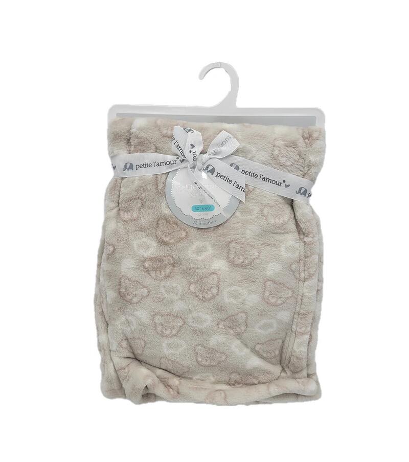 Petite L'amour Soft Plush Baby Blanket Light Brown Bears 1 count
