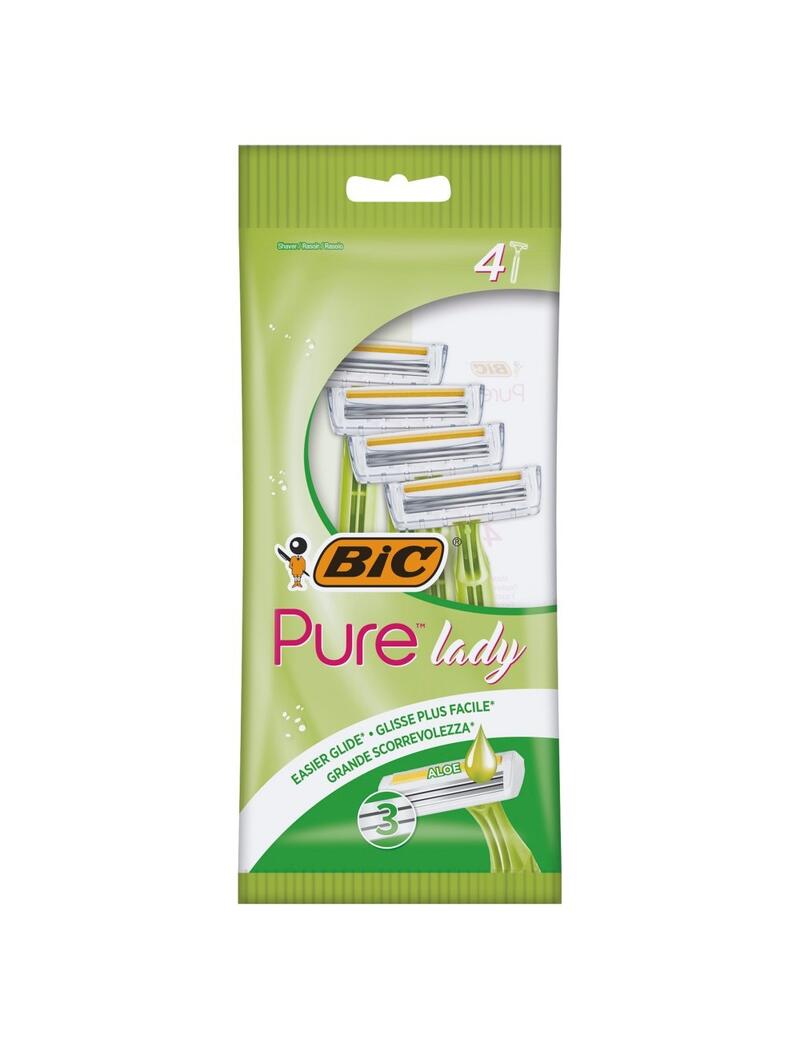 Bic Pure Aloe Vera Lady 3 Blade Disposable Razor 4 count