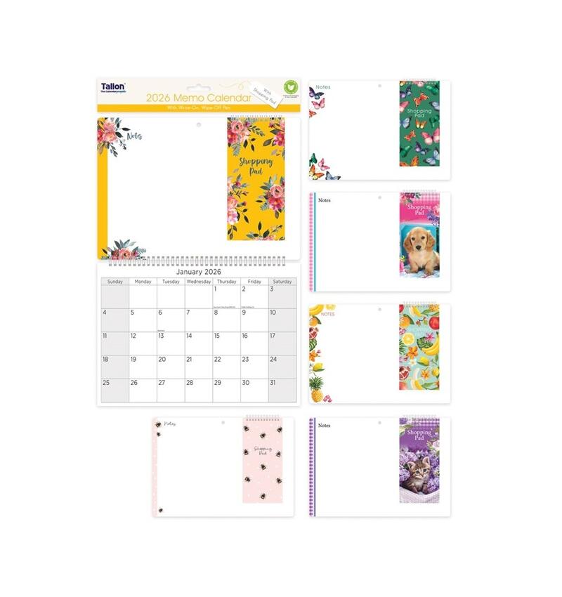 Memo Calendar with Shopping Pad & Pen Assorted 1 count