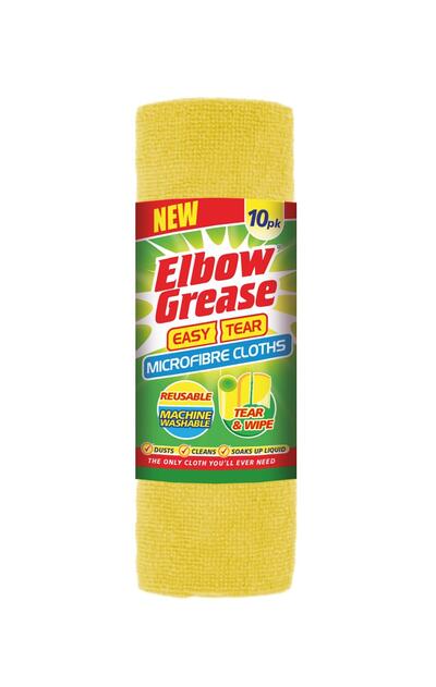 Elbow Grease Microfibre Easy Tear Cloths Yellow 10 pack