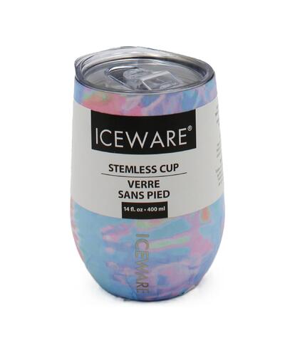Double Wall Stemless Wine Cup Tye Dye 14oz