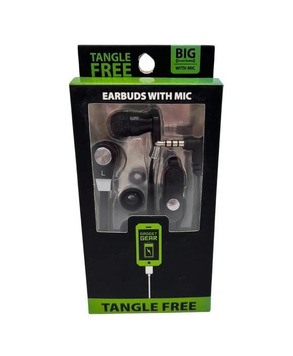 Gadget Gear Tangle Free Earbuds With Mic 1 count