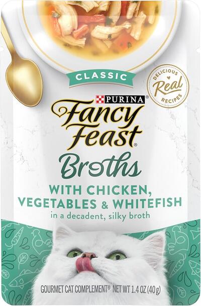 Purina Fancy Feast Broths With Chicken, Vegatables & Whitefish 1.4oz