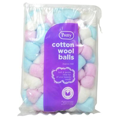 Pretty Cotton Wool Balls Color 100ct