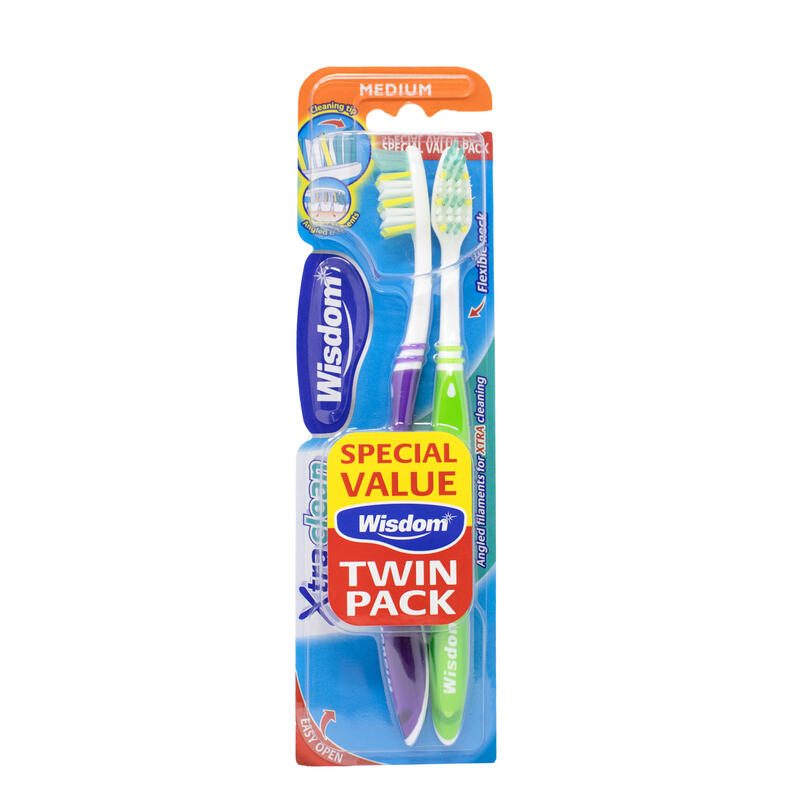 Wisdom Xtra Clean Toothbrush Medium 2 count