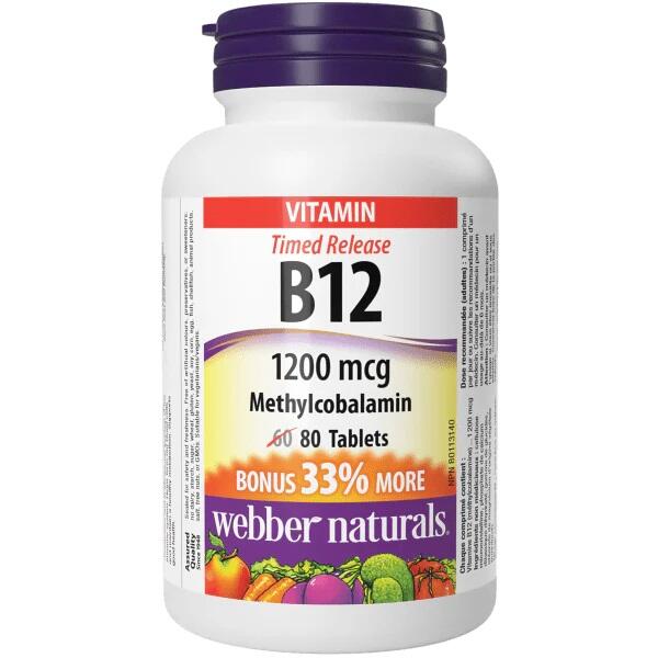 Webber Vitamin Timed Release B12 1200mcg Methylcobalamin 80 Tabs