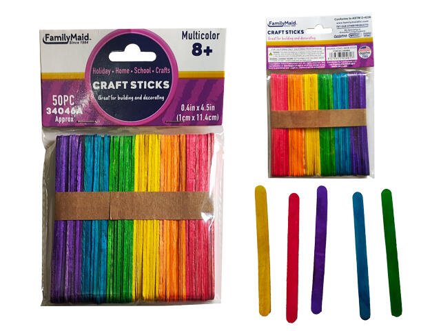 Coloured Craft Sticks 50pcs