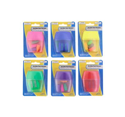Pencil Sharpener Twin Hole With Cap Eraser 4 pieces