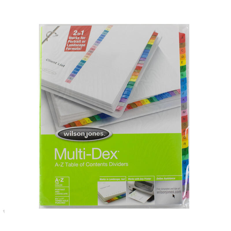 Wilson Jones Multi-dex Index Assorted Color