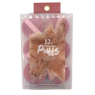 Tru Beauty Dusty Rose Powder Puffs 12pcs