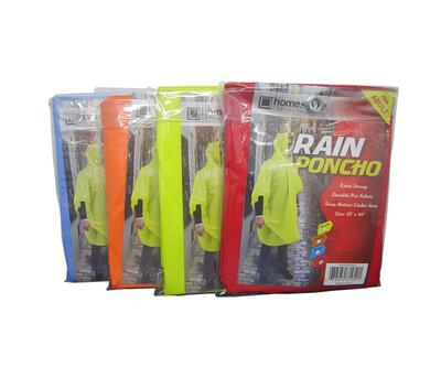 Adult Pvc Rain Poncho Assorted 1 count