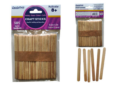Natural Coloured Craft Sticks 50pcs