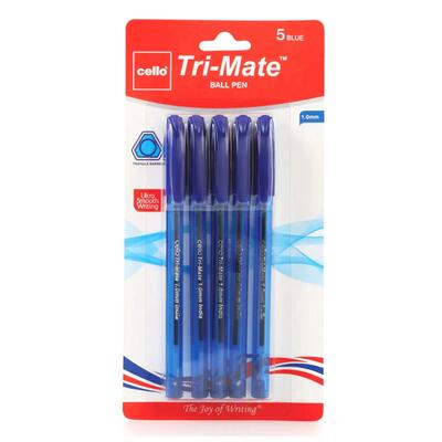 Bic Tri-Mate Stick Blue Ball Pen 5pk