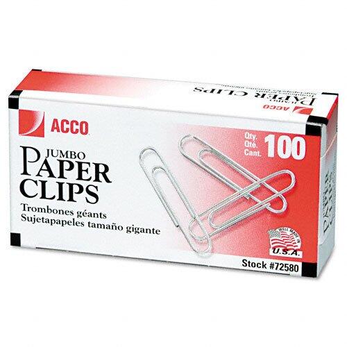 Acco Paper Clips Jumbo Smooth 100ct