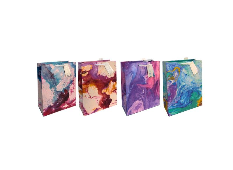 Paper Bag Watercolor Swirl Medium Assorted 1 count