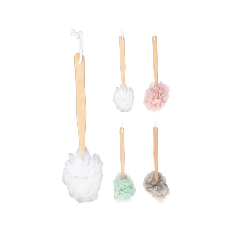 Wooden Handle Bath Sponge Assorted