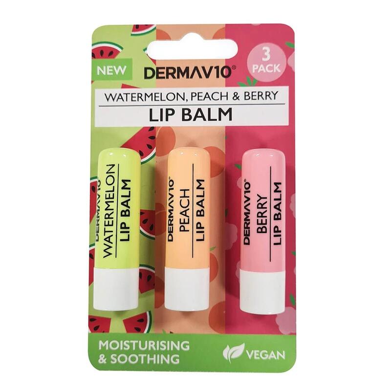 DermaV10 Moisturising & Soothing Lip Balm 3pk