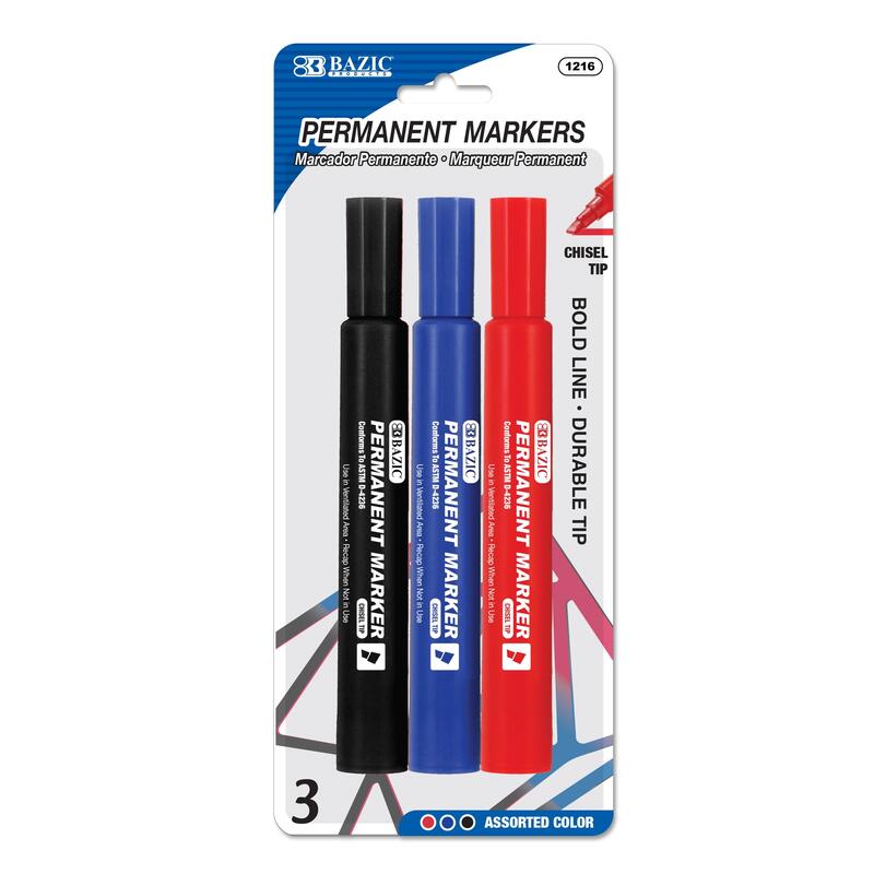 Bazic Chisel Tip Jumbo Permanent Marker Assorted