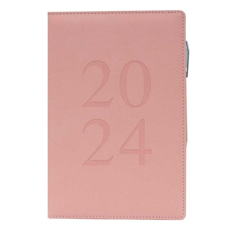 A5 DAP Pink Leatherette Index Diary & Pen